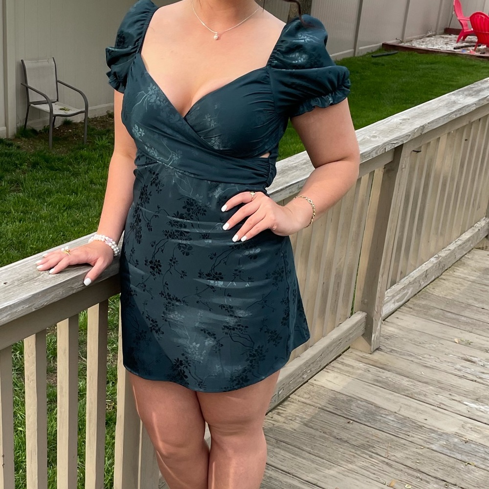 Green silk dress: Lucy In the Sky